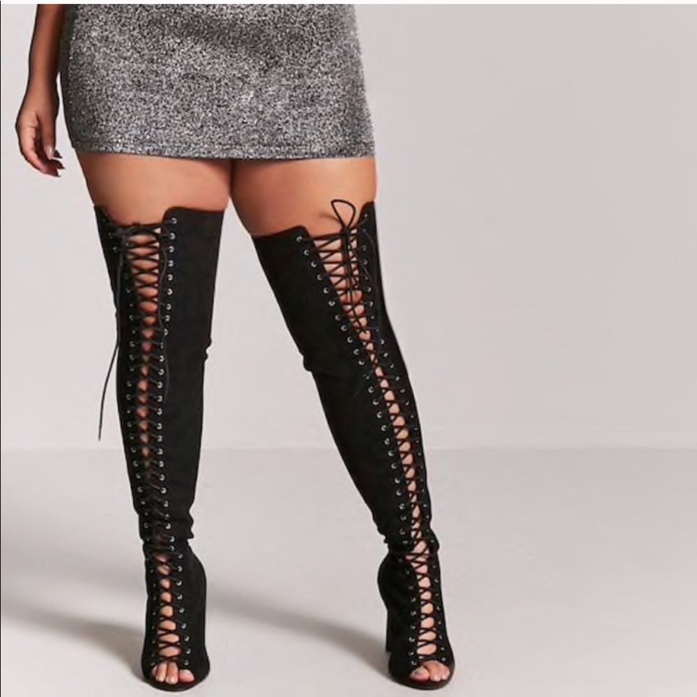 Wide Thigh high lace up boots